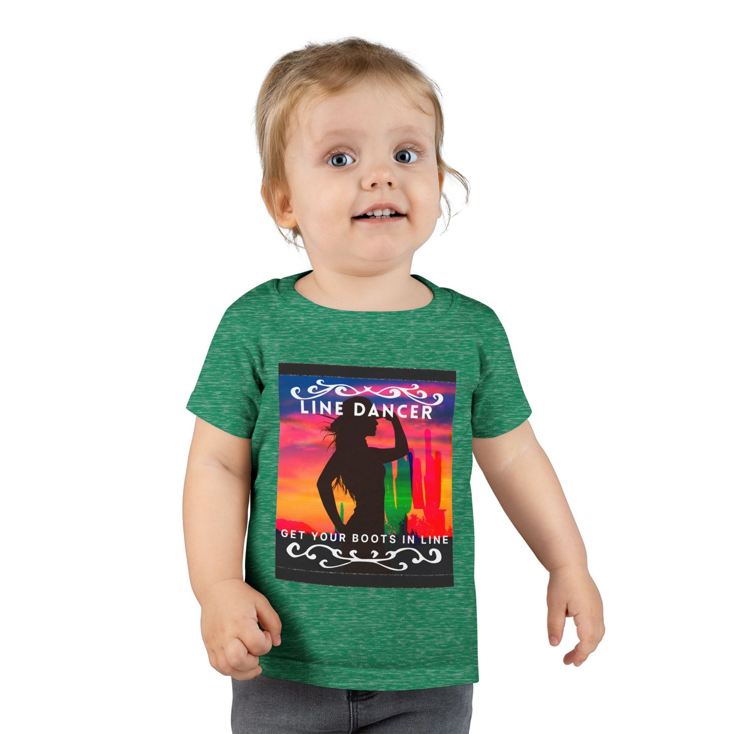 "Line Dancer – Get Your Boots in Line" Toddler Dance T-Shirt – Western-Inspired Short Sleeve Tee for Kids