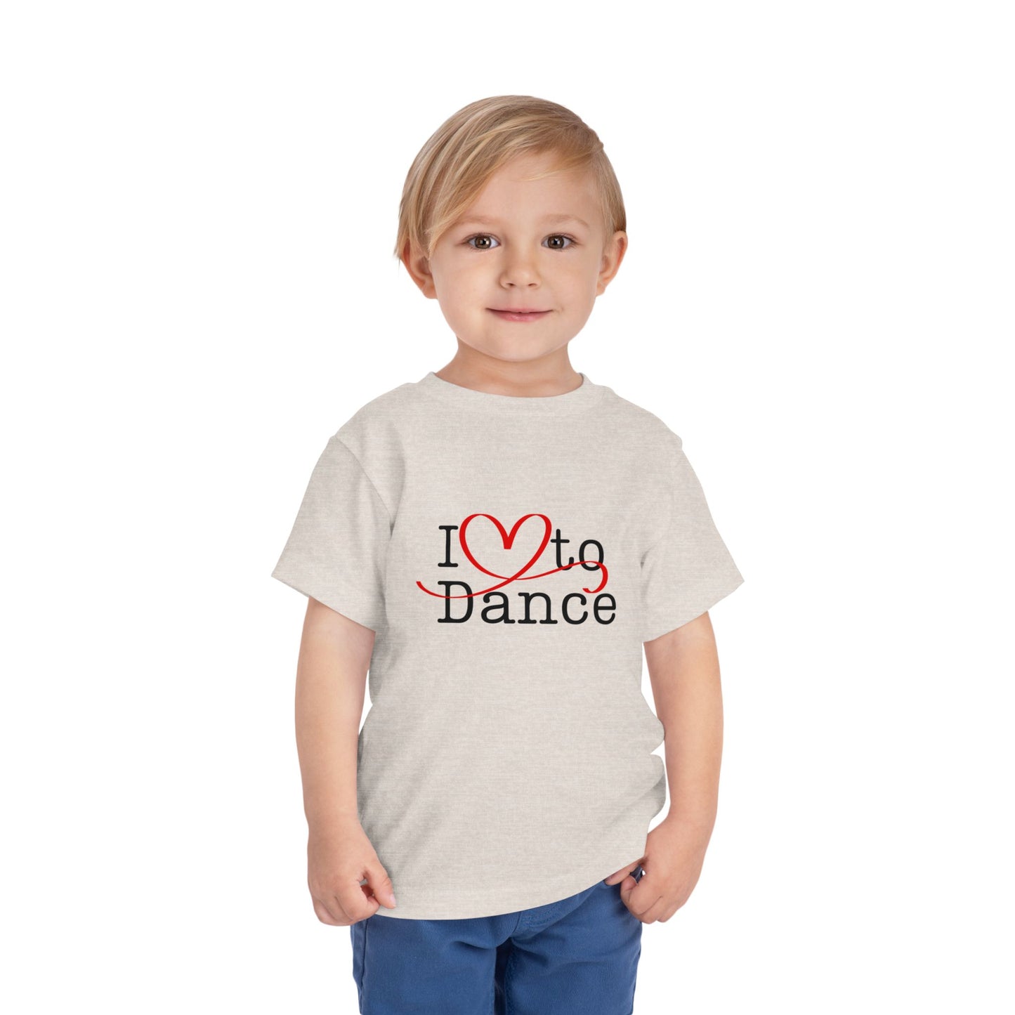 "I Love to Dance" Toddler Short Sleeve Tee – Hand-Drawn Heart Graphic Dance Lover T-Shirt