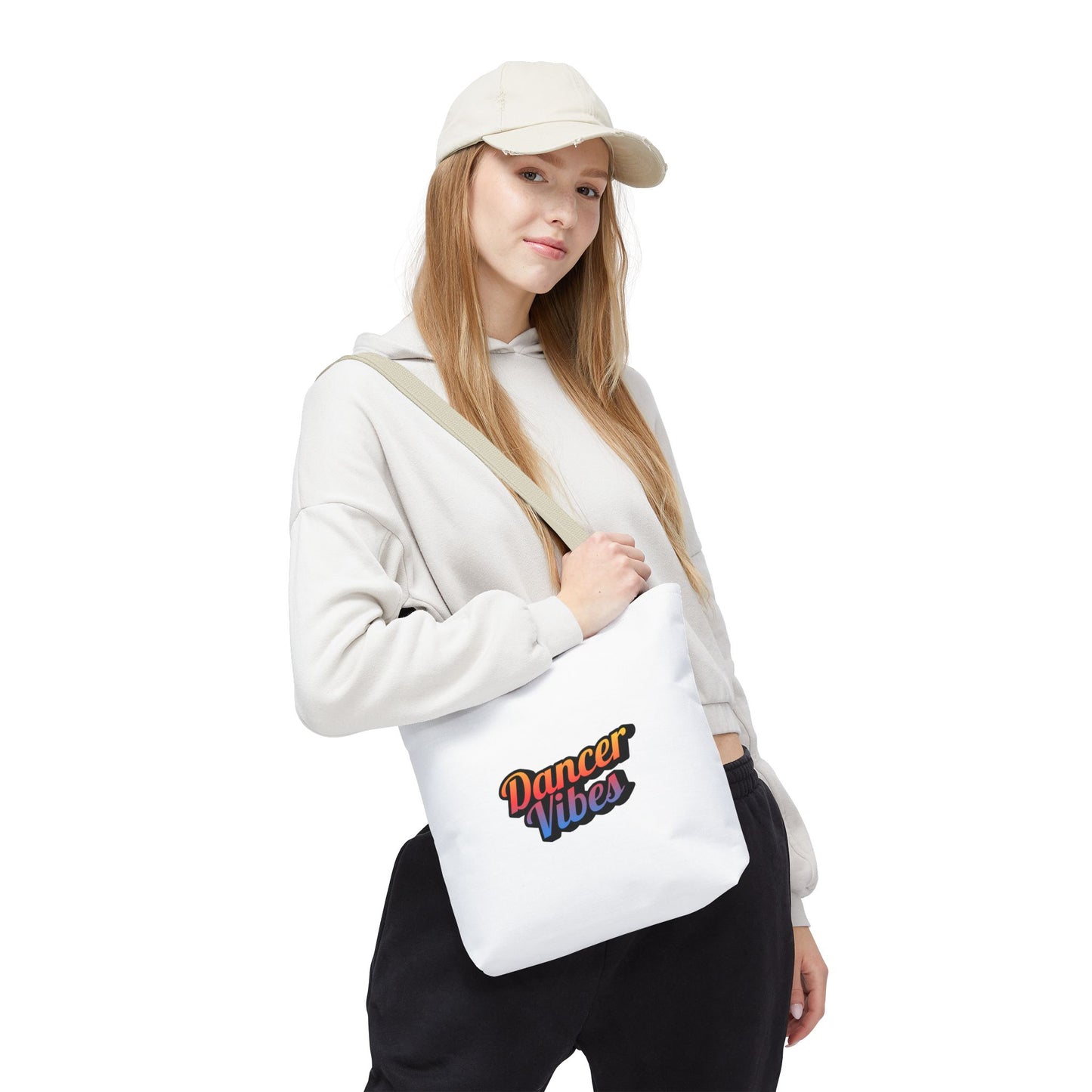 "Dancer Vibes" Canvas Tote Bag – Bold Dance-Themed Text Graphic Bag for Dancers, Students & Everyday Use