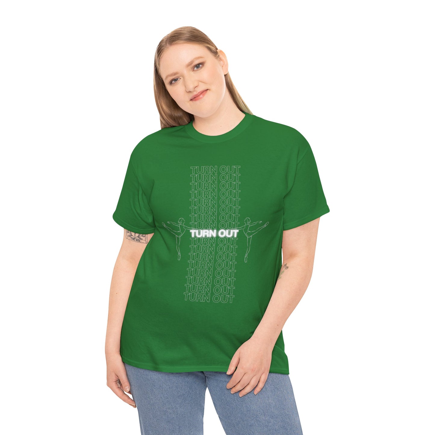 "Turn Out" Ballerina Graphic Unisex Heavy Cotton Tee – Ballet Dance T-Shirt for Dancers & Dance Enthusiasts