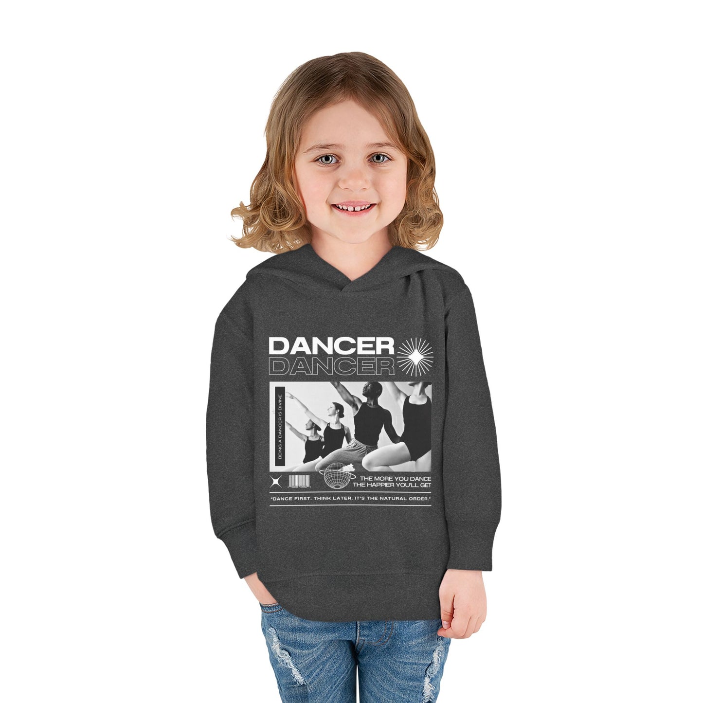 “Dancer” Toddler Pullover Hoodie – Streetwear-Inspired Ballet Barre Graphic Sweatshirt for Kids