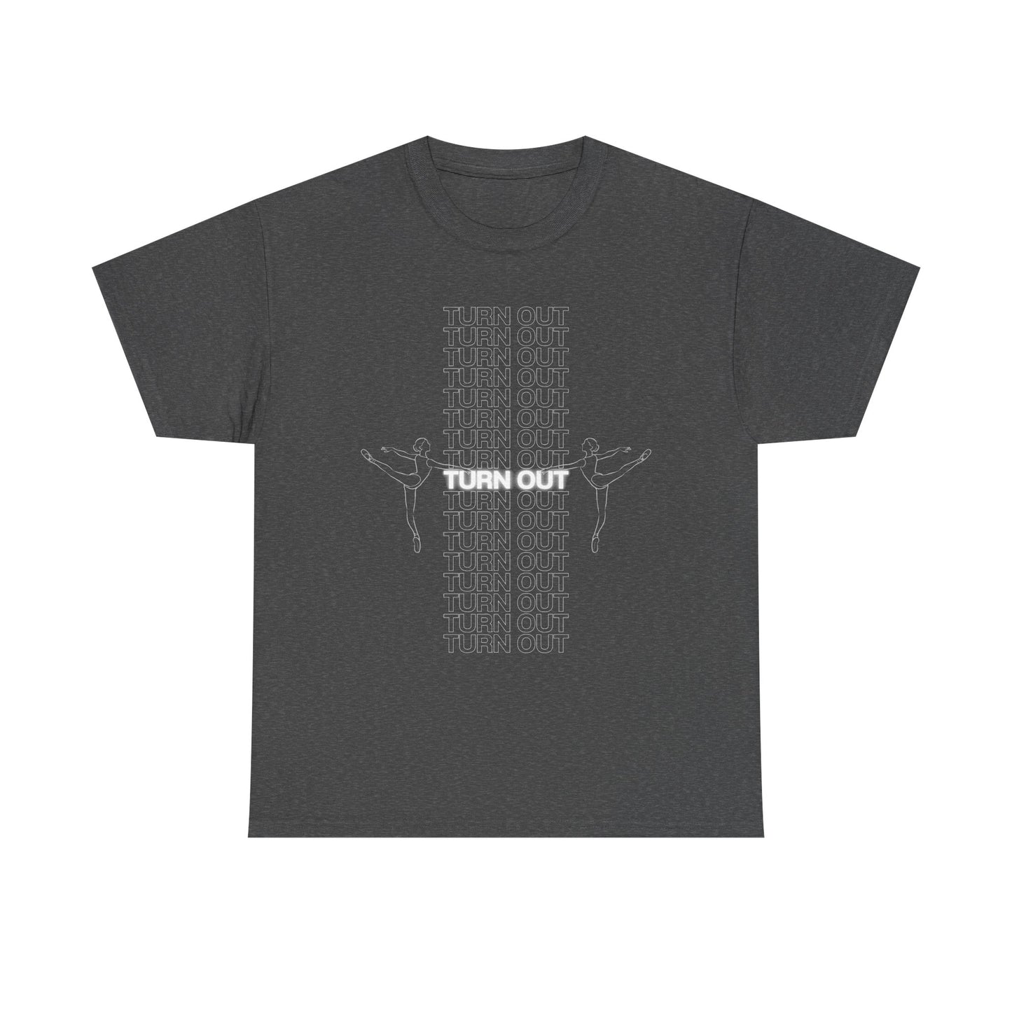 "Turn Out" Ballerina Graphic Unisex Heavy Cotton Tee – Ballet Dance T-Shirt for Dancers & Dance Enthusiasts