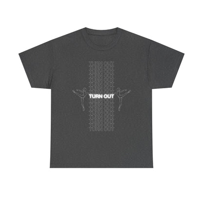 "Turn Out" Ballerina Graphic Unisex Heavy Cotton Tee – Ballet Dance T-Shirt for Dancers & Dance Enthusiasts