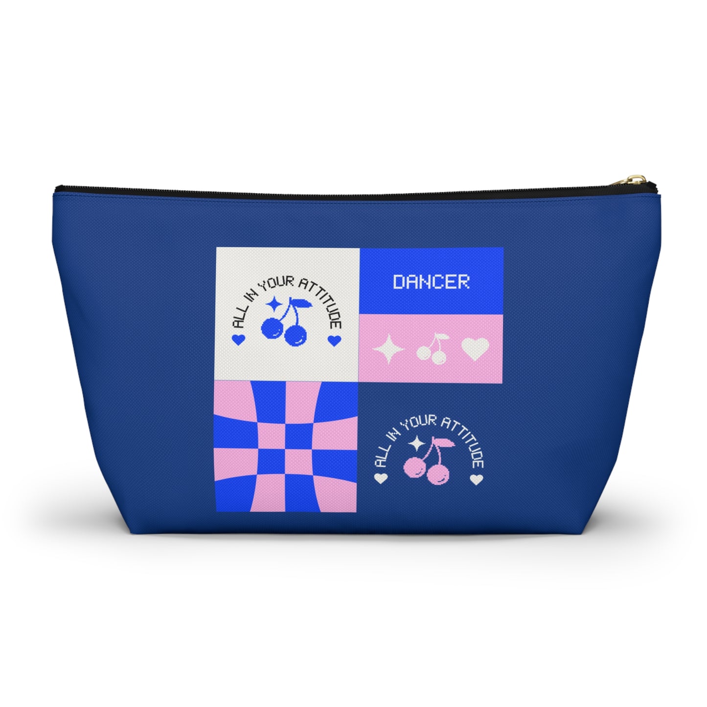 "Dancer - All in Your Attitude" Makeup Bag – Cute Retro Dance Graphic – Inspirational Dance-Themed Zipper Pouch for Cosmetics, Accessories & Gifts