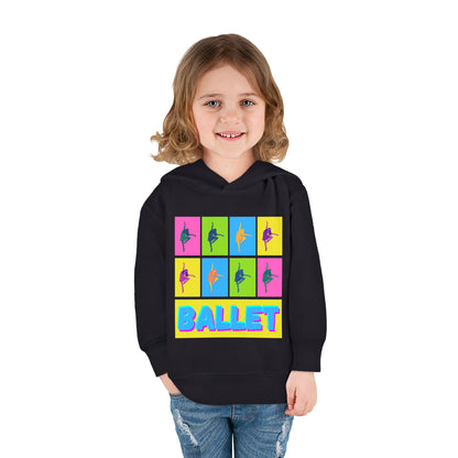 “Ballet" Toddler Pullover Hoodie – Pop Art Inspired Dance Graphic Sweatshirt with Ballet Dancer Design for Kids