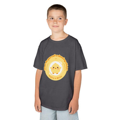 “What do you call a dancing chick? Poultry in Motion” Funny Chick Dance Tee for Kids – Cute Chicken Graphic - Youth Dance Pun T-Shirt
