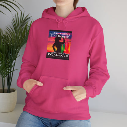 "Line Dancer, Get Your Boots in Line" Western-Inspired Graphic – Unisex Heavy Blend™ Hooded Sweatshirt