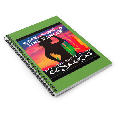 "Line Dancer, Get Your Boots in Line" Western-Inspired Design – Spiral Dance Notebook for Journaling, Class Notes & Choreo Planning