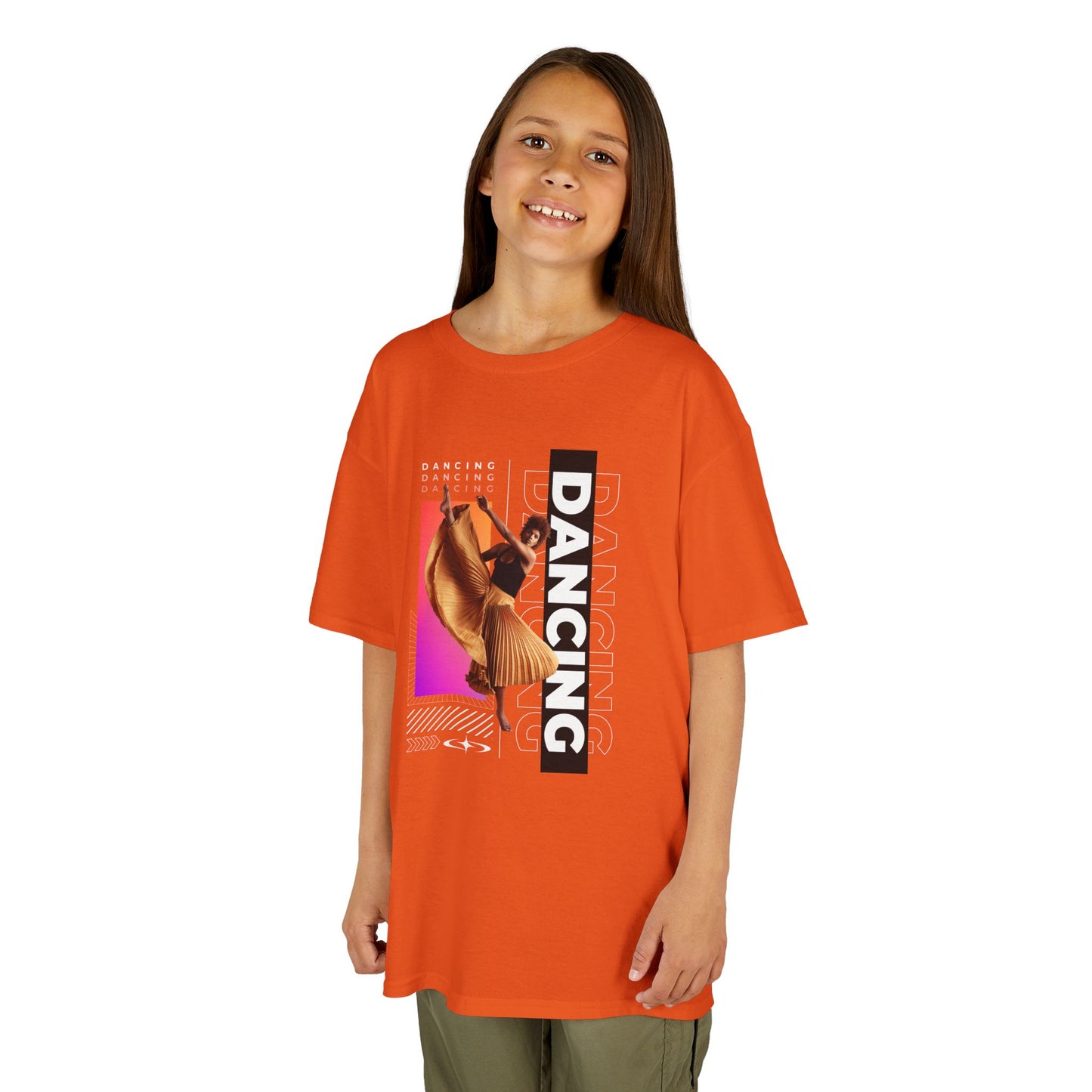 "Dancing" Youth Short Sleeve T-Shirt – Streetwear-Inspired Female Dancer Graphic – Stylish Dance Apparel for Kids
