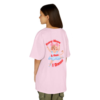 "Every Meow & Then I Dance" – Youth Short Sleeve Tee with Cute Dancing Cat Graphic | Kids’ Dance & Cat Lover T-Shirt