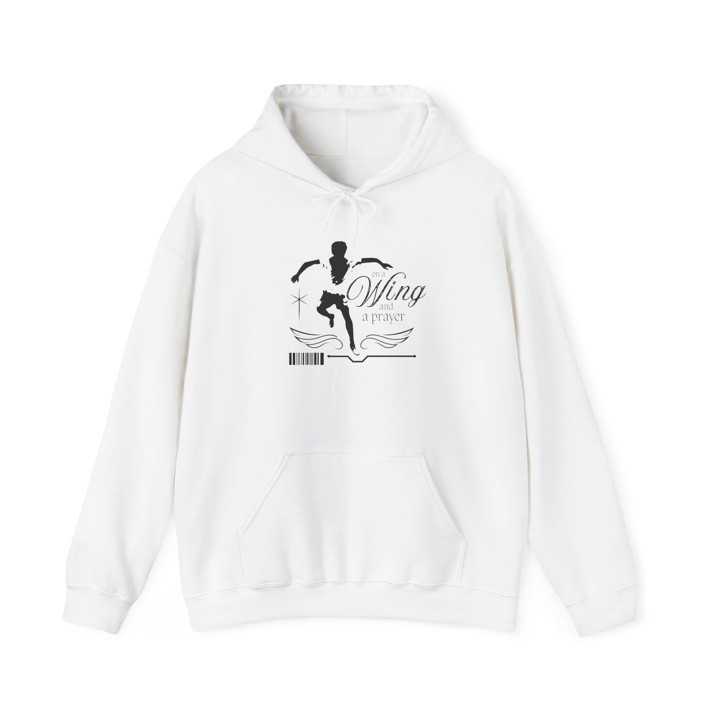 "On a Wing and a Prayer" Tap Dance Hoodie – Unisex Heavy Blend™ Hooded Sweatshirt with Streetwear-Inspired One-Footed Wing Dancer Graphic