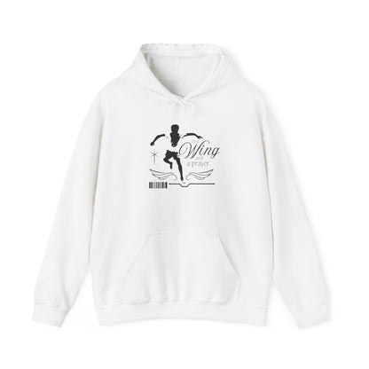 "On a Wing and a Prayer" Tap Dance Hoodie – Unisex Heavy Blend™ Hooded Sweatshirt with Streetwear-Inspired One-Footed Wing Dancer Graphic