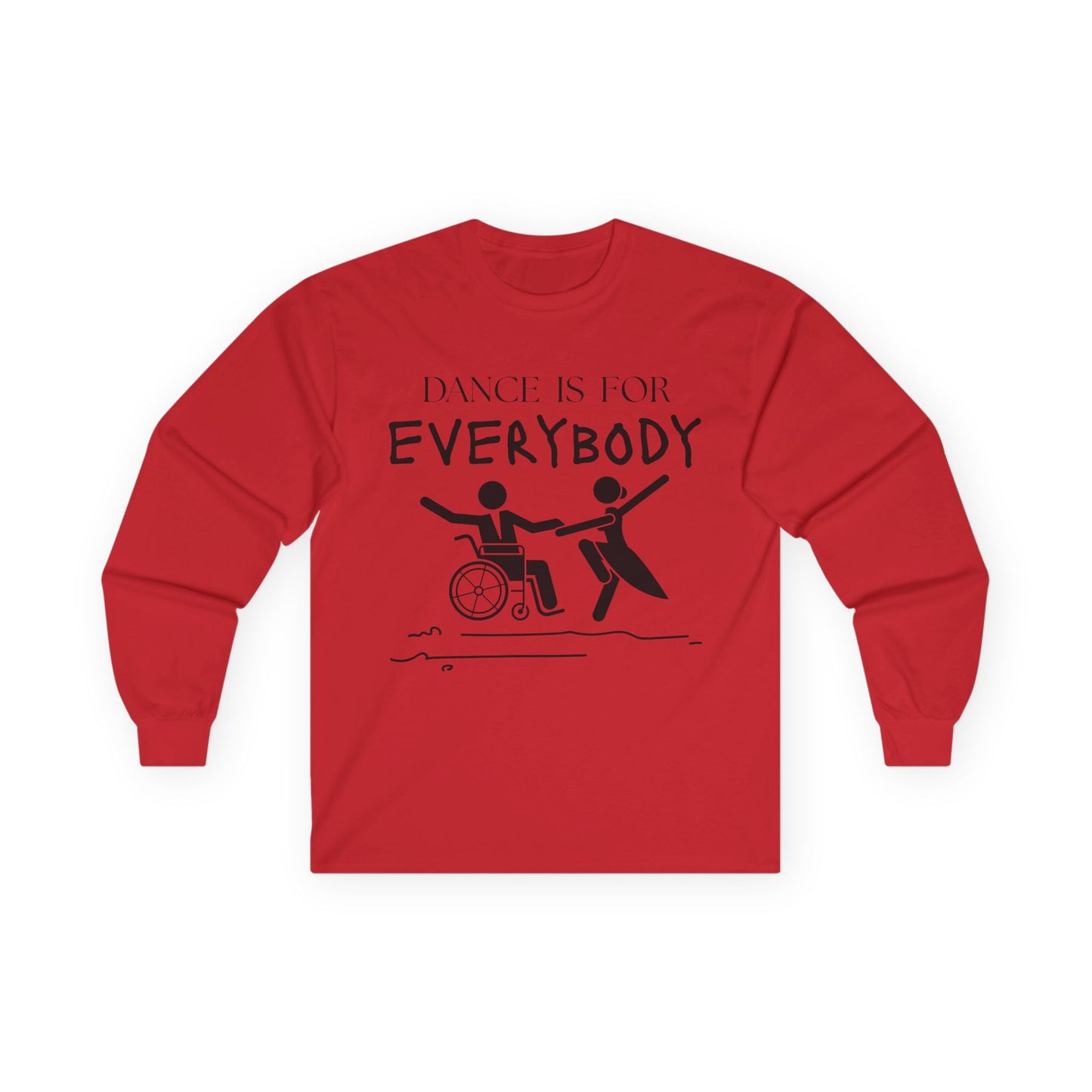 “Dance is for Everybody” Unisex Long Sleeve Tee – Inclusive Dance Shirt Promoting Diversity in Dance + Optional Name or Studio Personalization