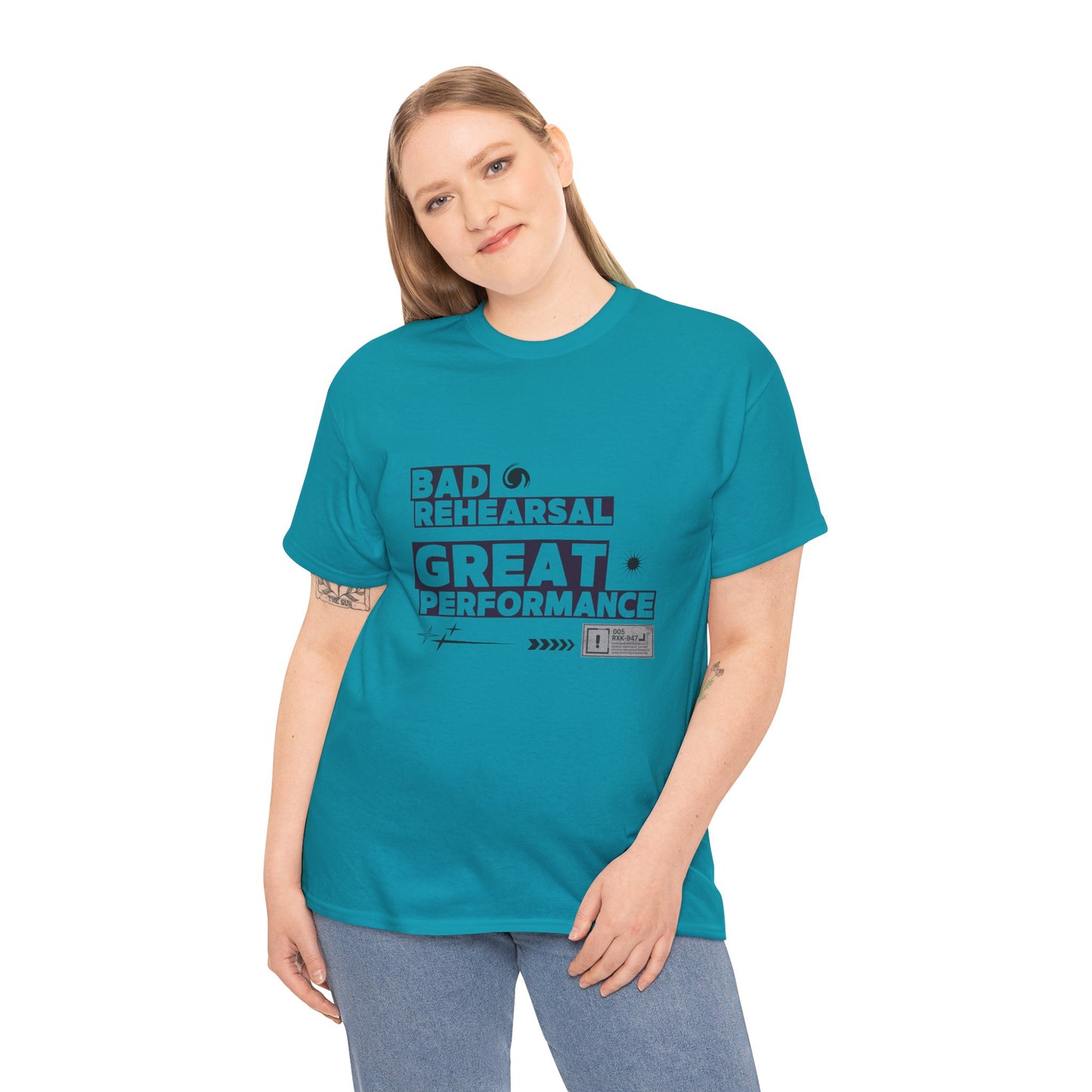"Bad Rehearsal, Great Performance" Dance Quote Tee – Unisex Heavy Cotton T-Shirt with Streetwear-Inspired Graphic for Dancers