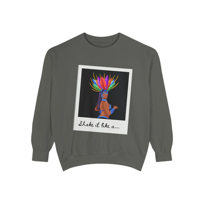 "Shake It Like a..." Unisex Lightweight Crewneck Sweatshirt – Carnival-Inspired Samba Dancer Graphic Pullover for Dance Lovers & Festival Vibes