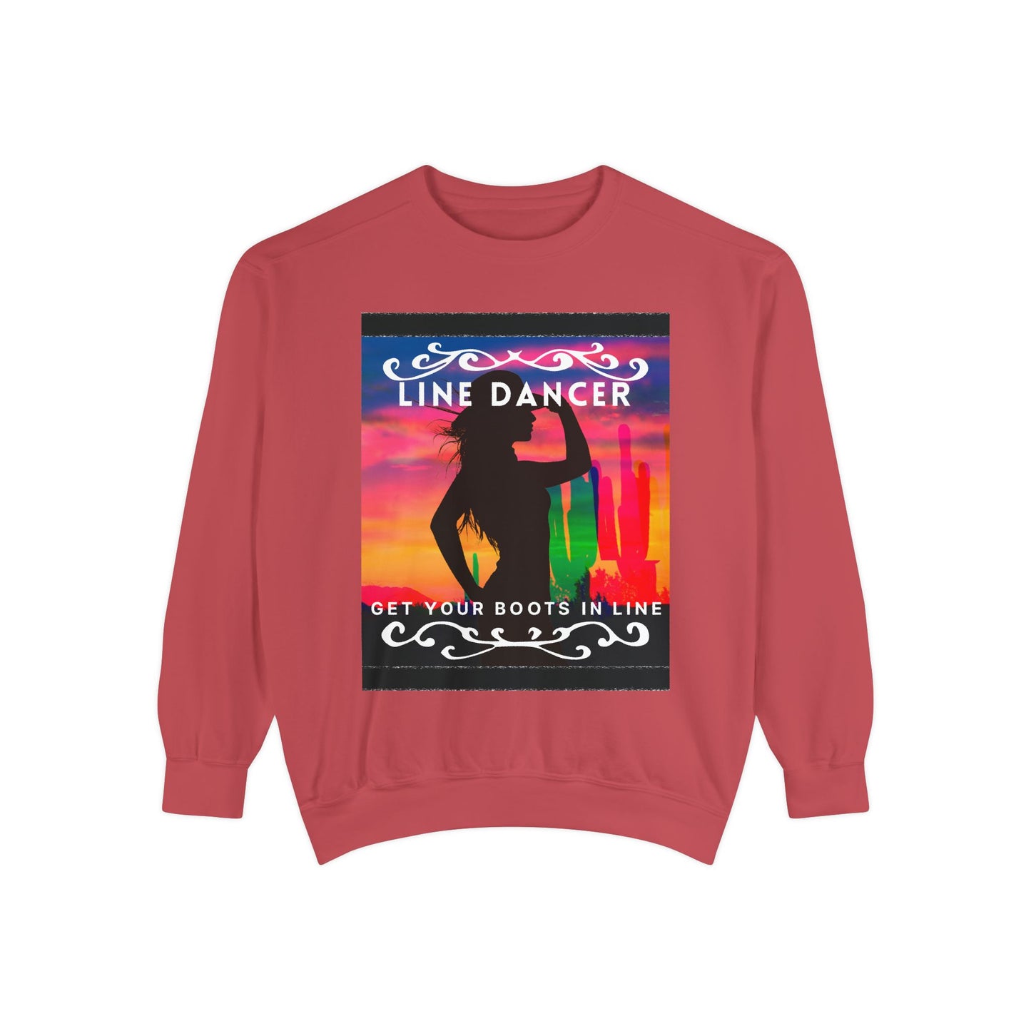 "Line Dancer, Get Your Boots in Line" Unisex Lightweight Crewneck Sweatshirt – Western Dance Graphic Pullover for Country Music & Boot Scootin’ Fans