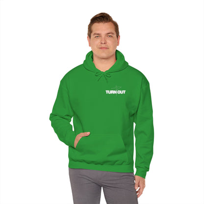 "Turn Out" Ballet Hoodie – Unisex Heavy Blend™ Hooded Sweatshirt with Front & Back Ballerina Graphics for Dancers