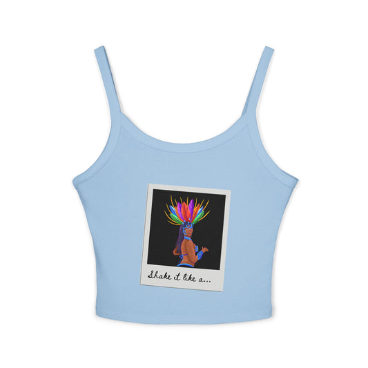 "Shake It Like a..." Women’s Spaghetti Strap Tank Top – Carnival-Inspired Samba Dancer Graphic | Fun Festival & Dancewear Top for Performers & Party Lovers