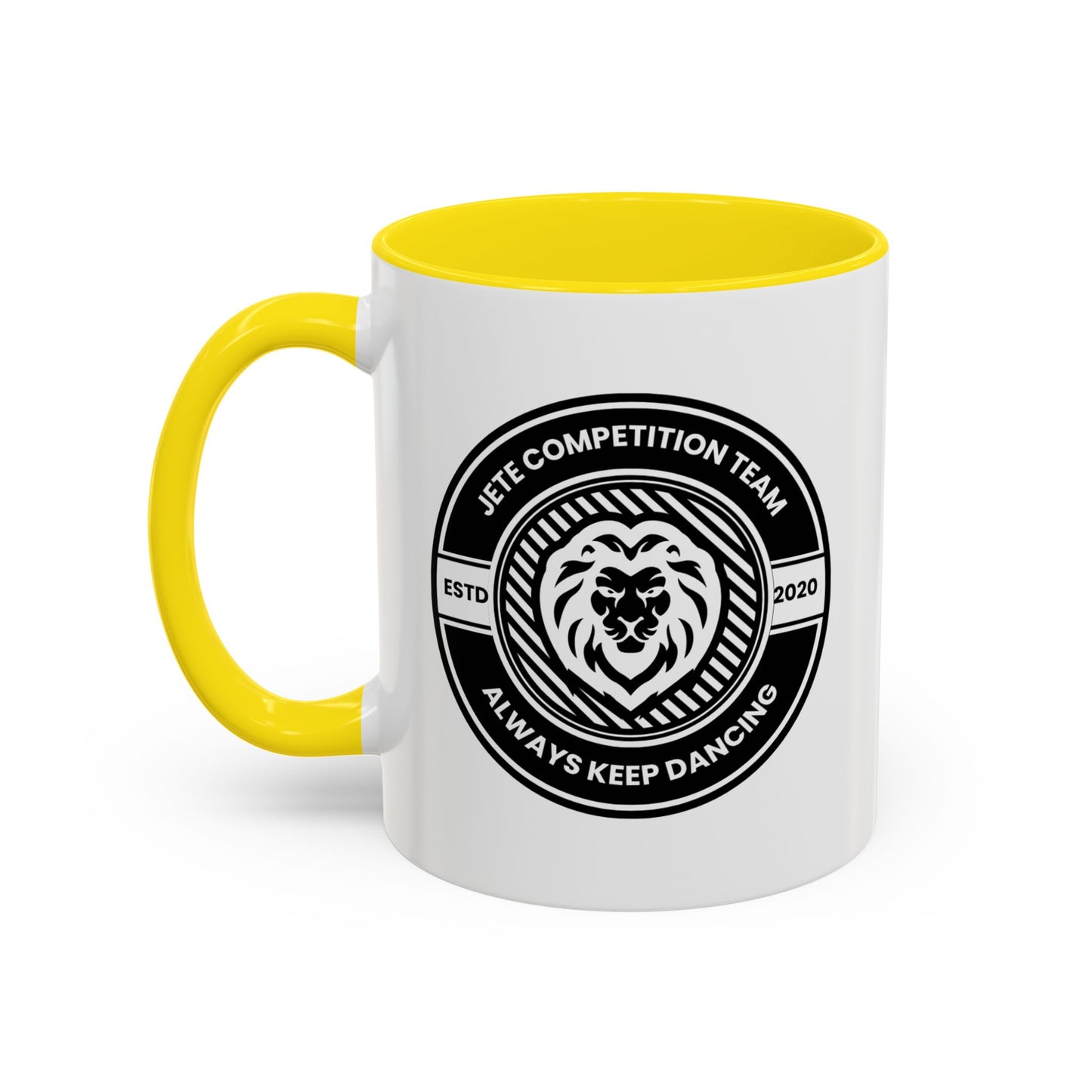 "Jeté Competition Team – Always Keep Dancing" Accent Coffee Mug – Collegiate Style Ceramic Mug for Dancers and Studio Teams