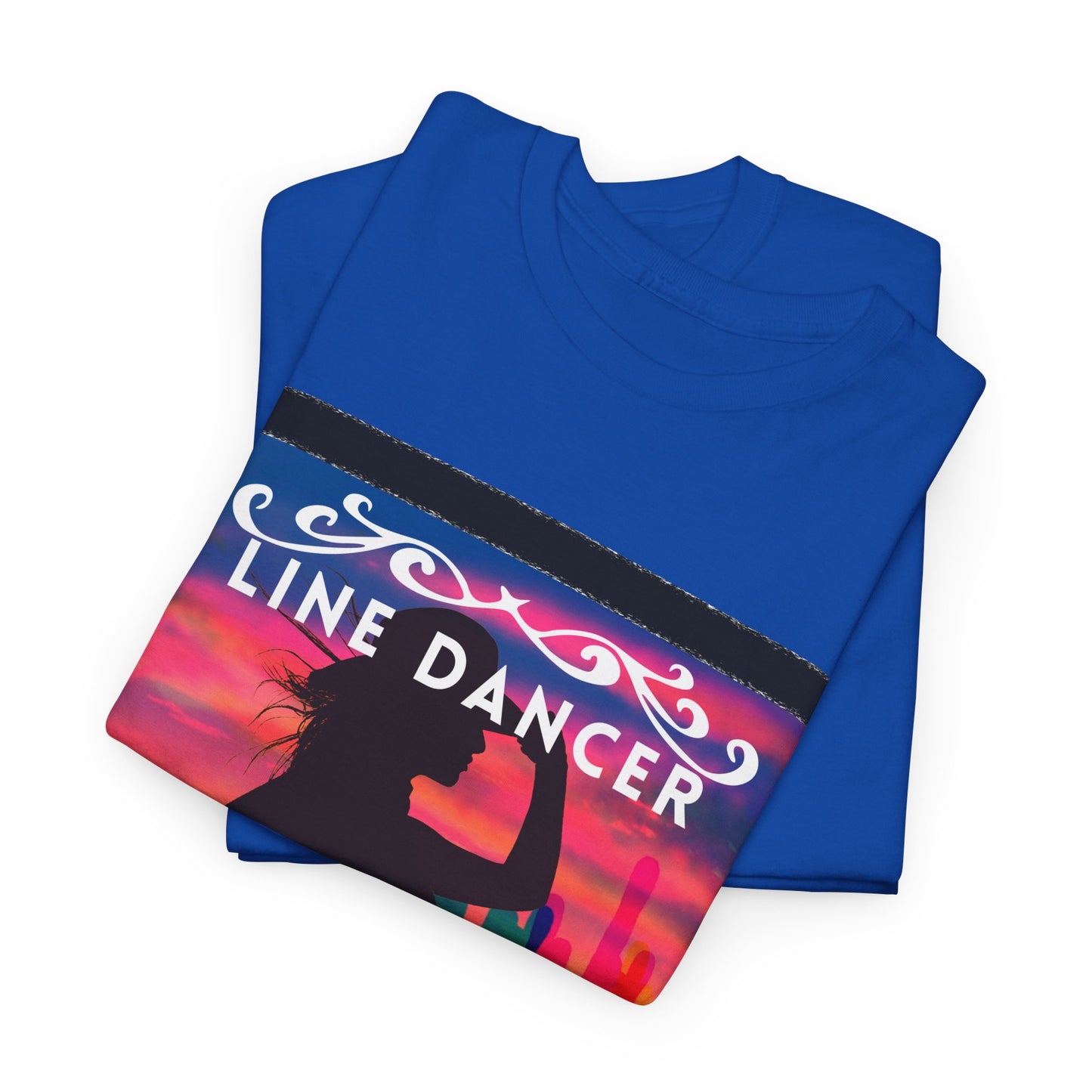 "Line Dancer" Unisex Heavy Cotton T-Shirt – Western Country Dance Graphic Tee – 'Get Your Boots in Line' Cowboy-Inspired Shirt