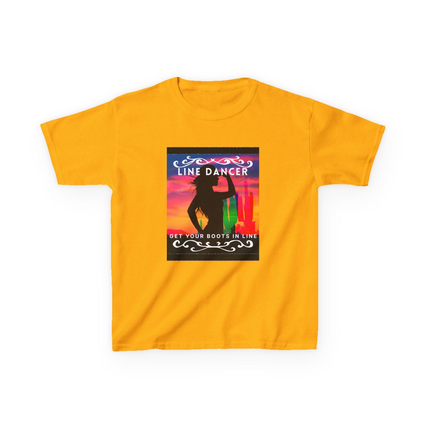 "Line Dancer – Get Your Boots in Line" Youth Short Sleeve Tee – Western-Inspired Country Dance Shirt for Kids
