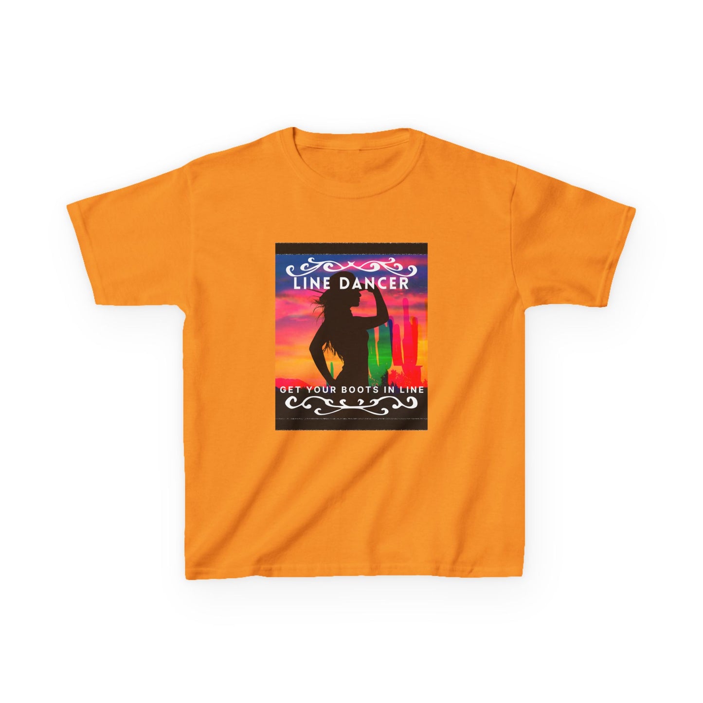 "Line Dancer – Get Your Boots in Line" Youth Short Sleeve Tee – Western-Inspired Country Dance Shirt for Kids