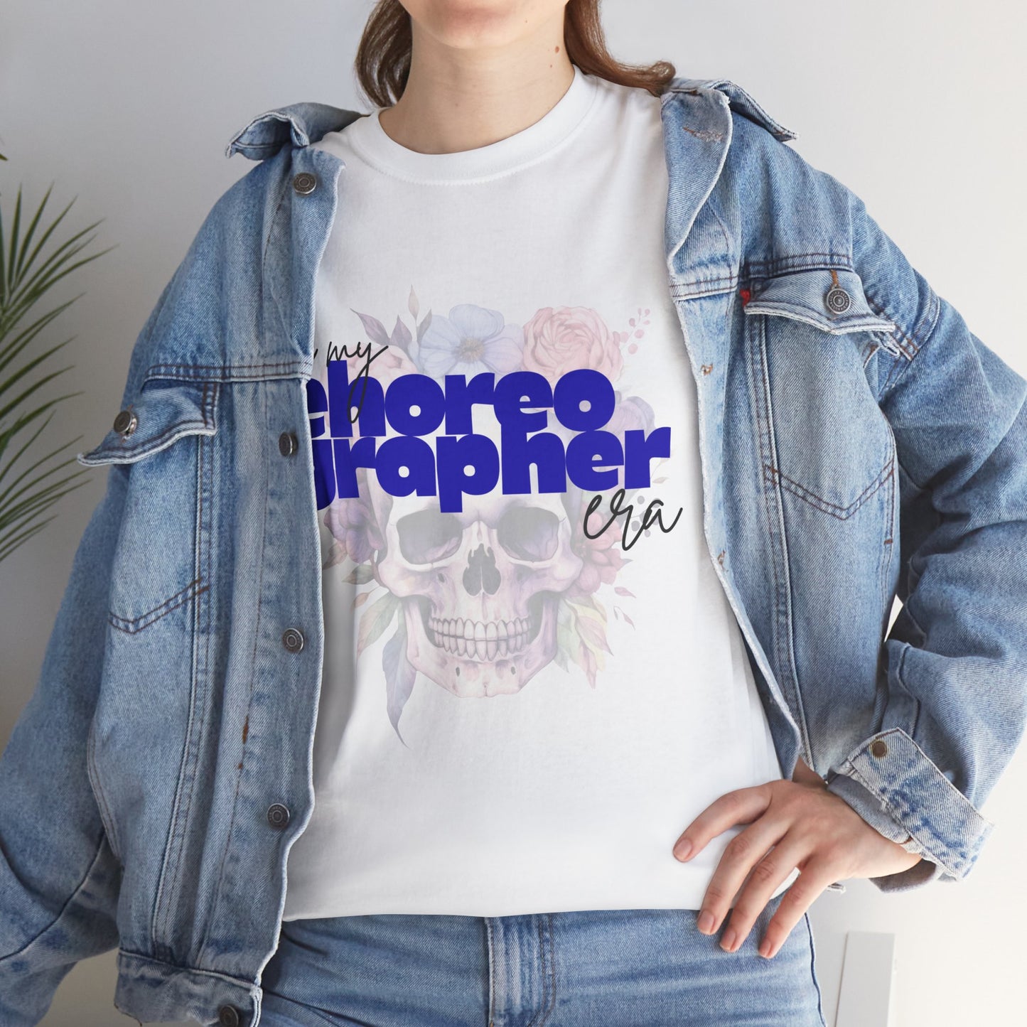 "In My Choreographer Era" Skull Floral Tee – Unisex Heavy Cotton Dance T-Shirt with Cool Gothic Graphic