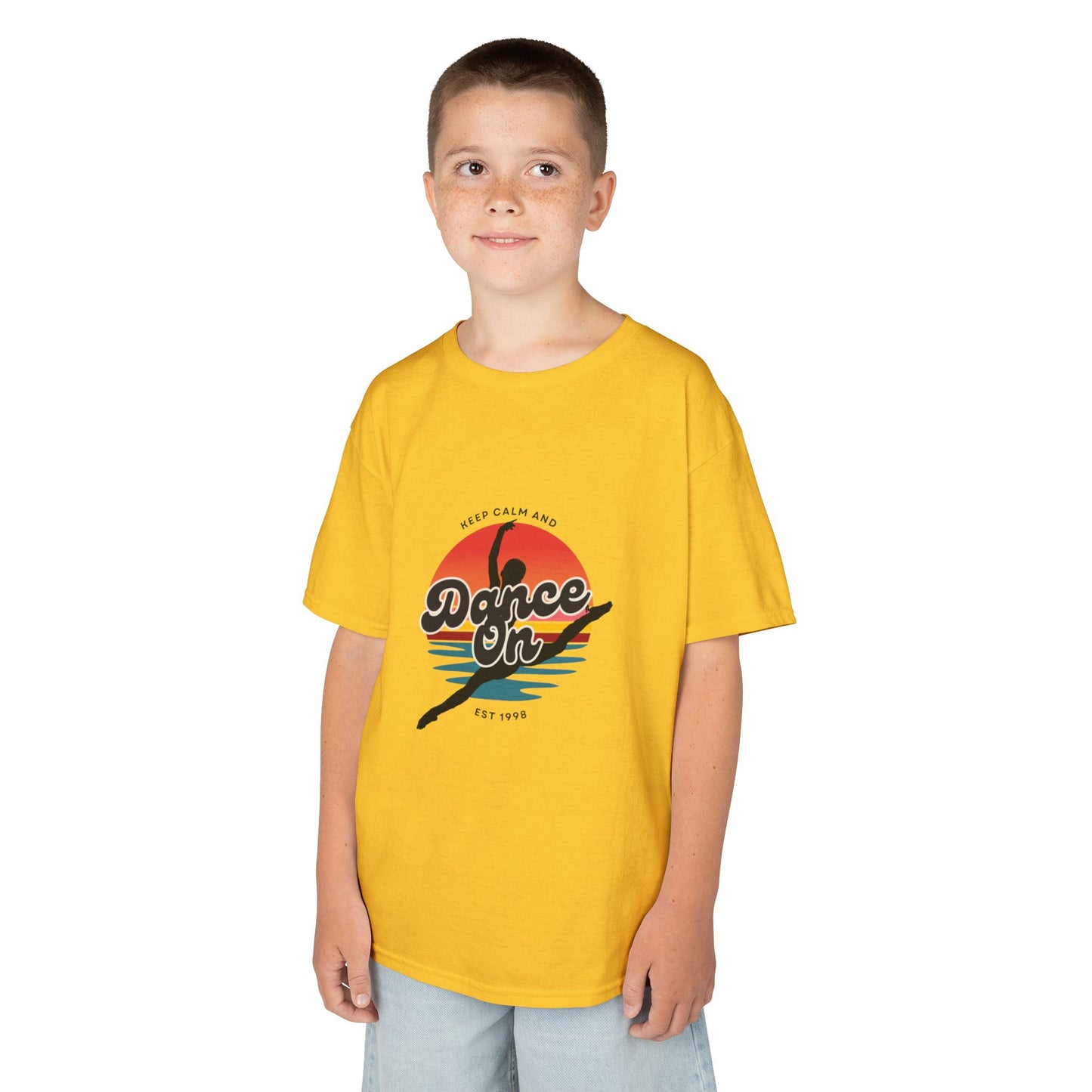"Keep Calm and Dance On" Youth Short Sleeve Tee – Retro Graphic Dance Shirt for Kids and Young Performers