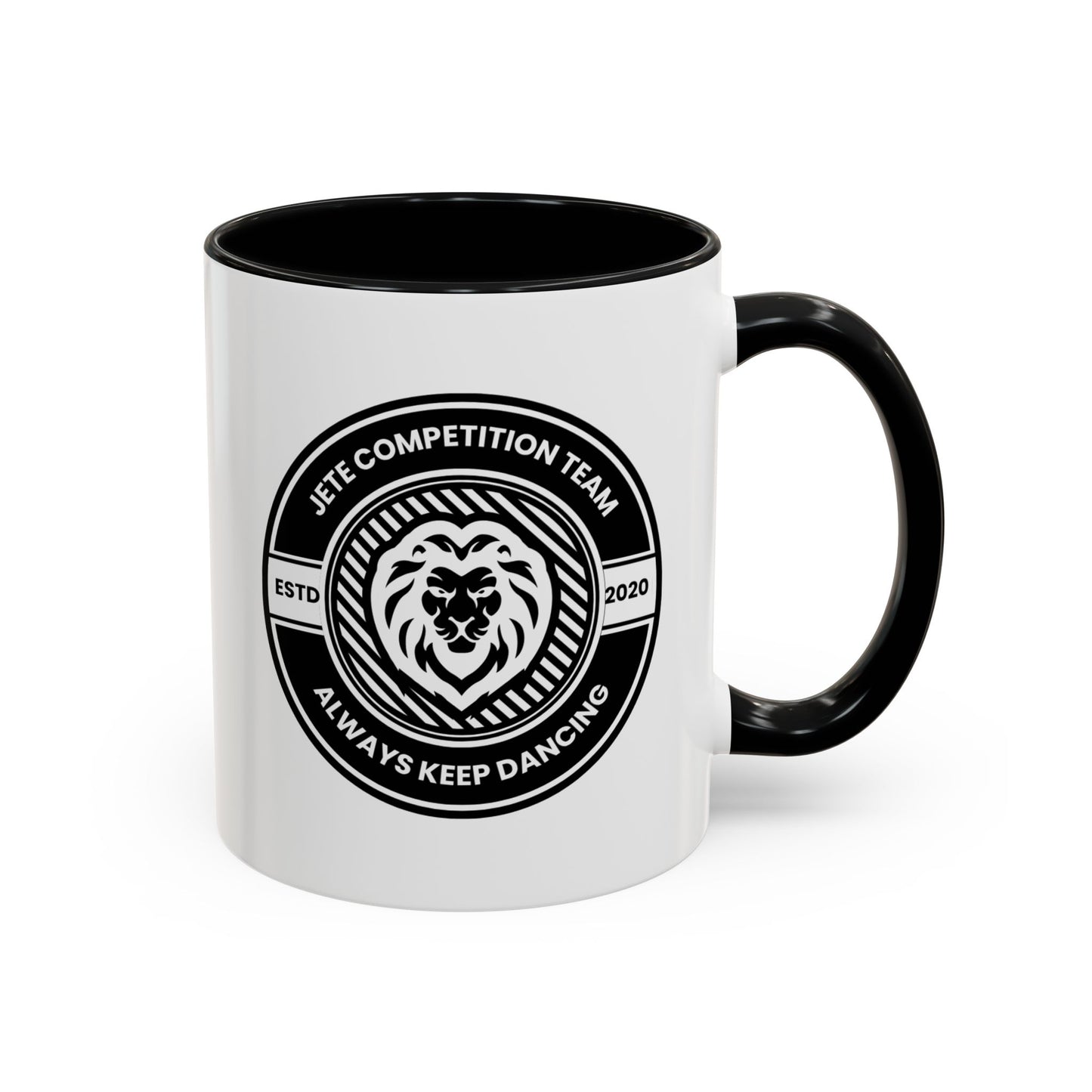 "Jeté Competition Team – Always Keep Dancing" Accent Coffee Mug – Collegiate Style Ceramic Mug for Dancers and Studio Teams