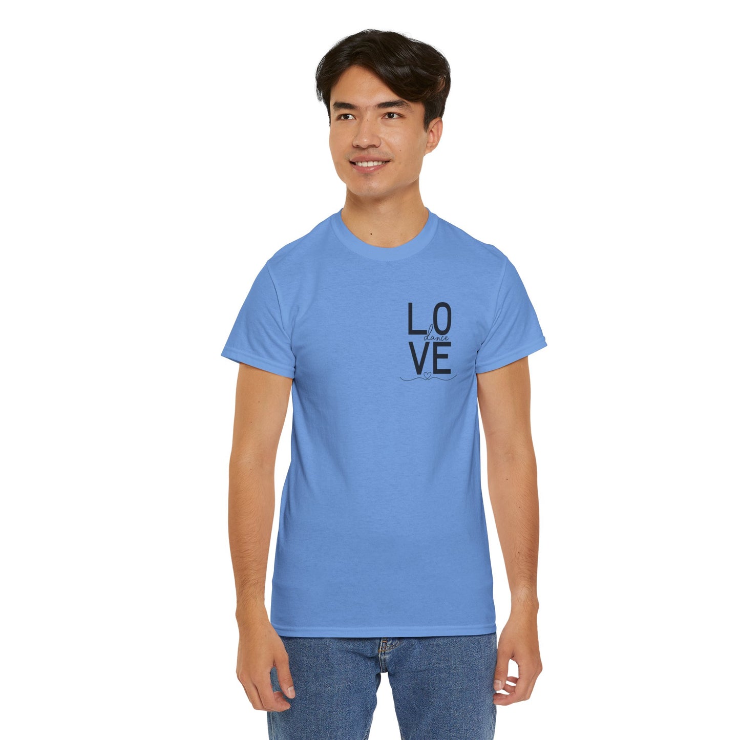 "LOVE Dance" Unisex Heavy Cotton Tee – Script Letter Graphic Dance Lover T-Shirt