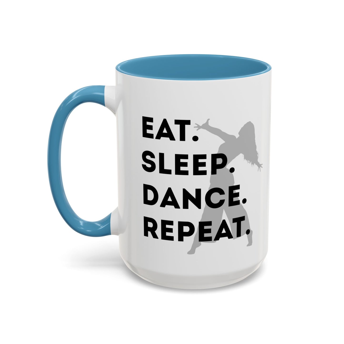 "Eat Sleep Dance Repeat" Accent Coffee Mug – Gray Dancer Graphic Ceramic Mug for Dance Lovers
