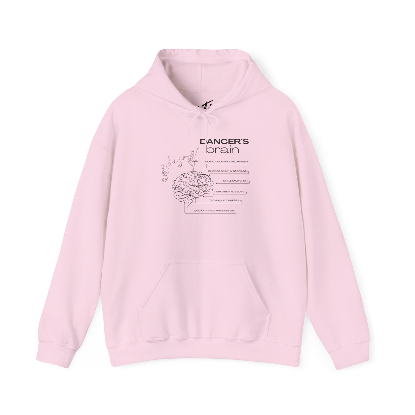 "Dancer’s Brain" Unisex Hoodie – Funny Dance-Themed Hoodie for Teens and Adults with Personalization Option and Cute Dancer Brain Graphic