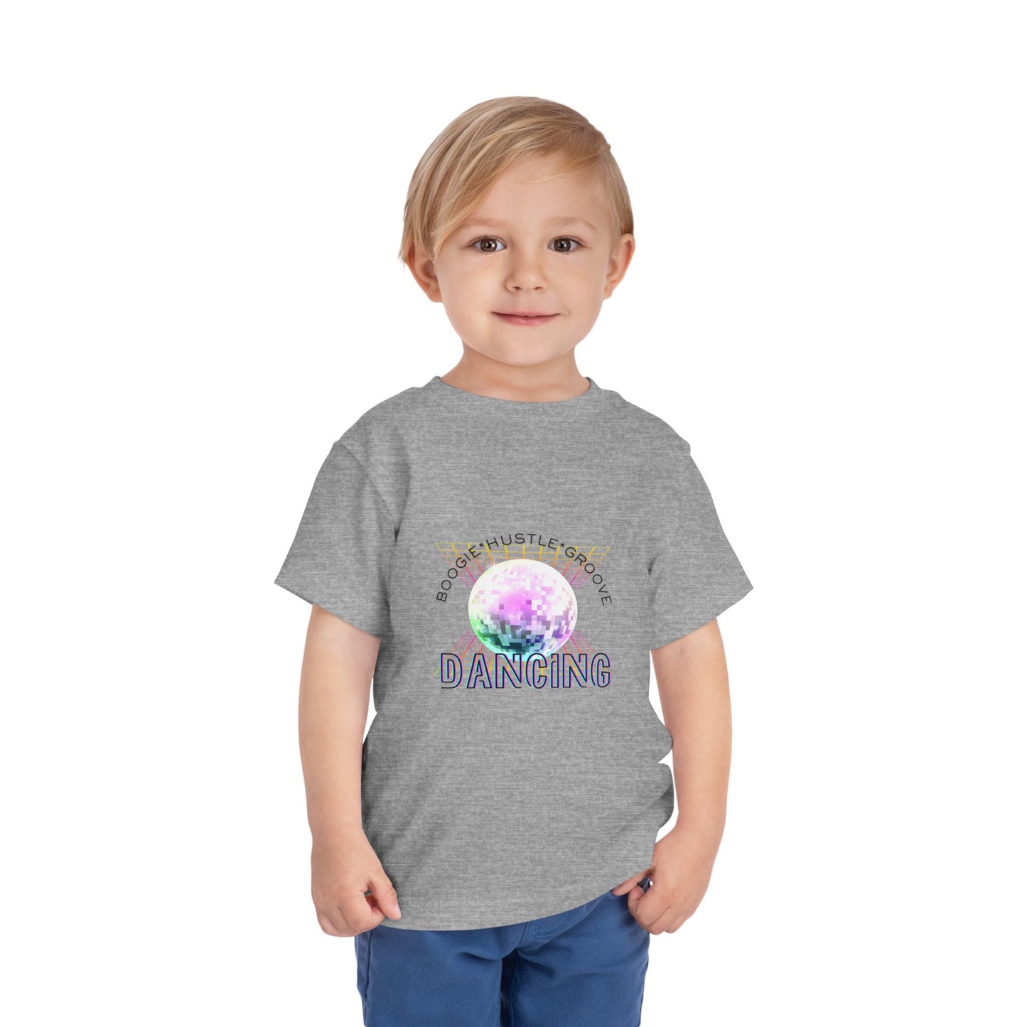 "Boogie, Hustle, Groove - Dancing" Streetwear Dance Graphic – Toddler Short Sleeve Tee
