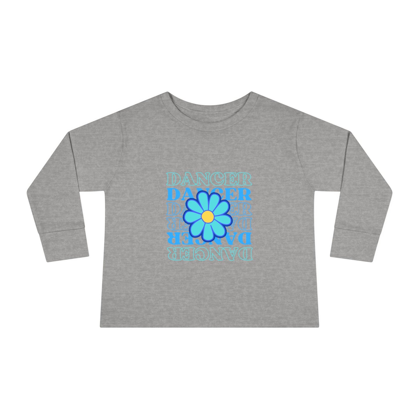 "Dancer" Toddler Long Sleeve Dance T-Shirt – Floral Text Graphic Shirt for Kids