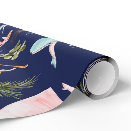 "Nutcracker Ballet" Christmas Wrapping Paper – Festive Holiday Gift Wrap with Classic Ballet Dancers & Christmas Scene Design, Perfect for Dance Lovers and Studios