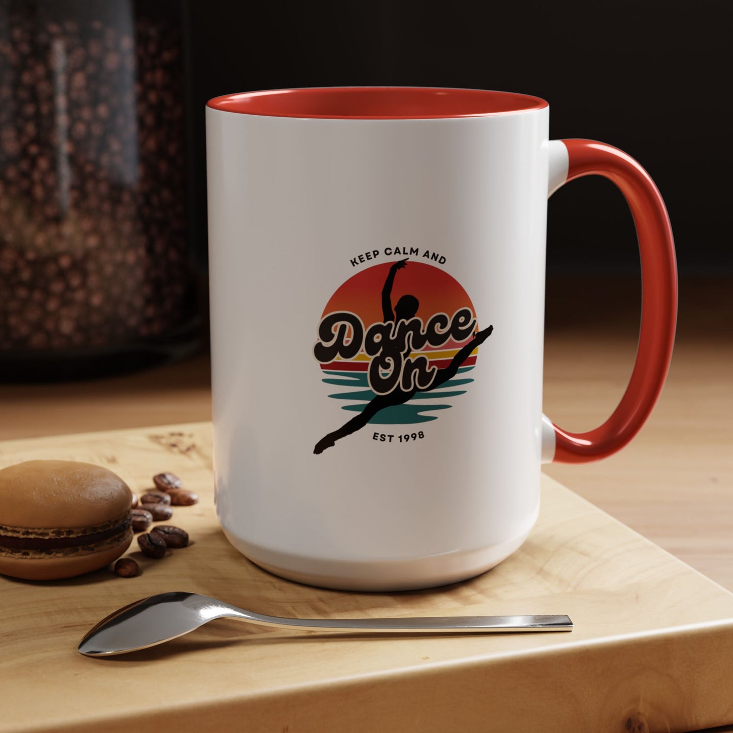 "Keep Calm and Dance On" Accent Coffee Mug – Motivational Dance Quote Ceramic Mug for Dancers and Instructors