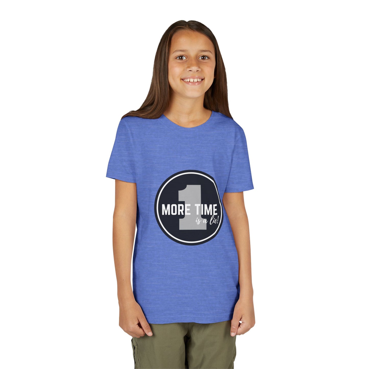 “One More Time is a Lie” Bold Emblem Dancer Graphic T-Shirt for Kids – Funny Dance Rehearsal Shirt - Youth Dance Tee