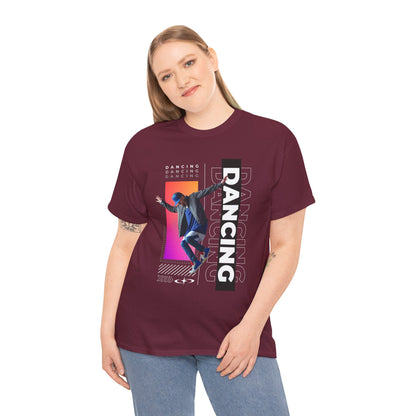 “Dancing” Streetwear-Inspired Male Dancer Unisex Heavy Cotton Tee – Urban Dance Graphic T-Shirt for Performers and Dance Lovers