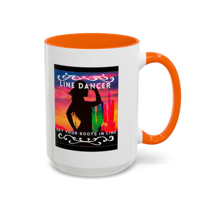 "Line Dancer" Accent Coffee Mug – Cute Cowgirl Graphic Ceramic Mug for Country Dance Lovers