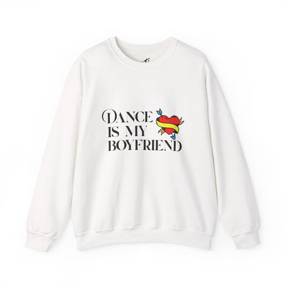 Dance Is My Boyfriend Unisex Crewneck Sweatshirt – Cute Heart Tattoo Graphic Dance Lover Pullover