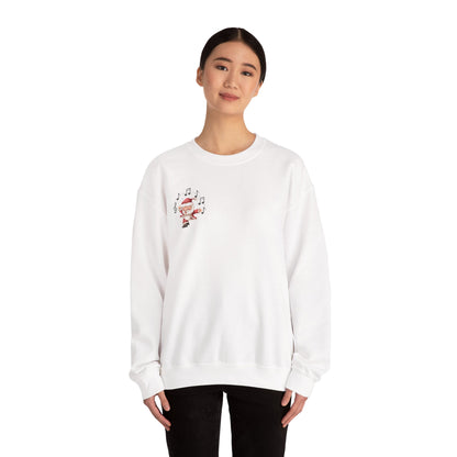 “5-eee and a 6-eee and a Ho, Ho, Ho”  ADULT SWEATSHIRT Unisex Heavy Blend Crewneck with Playful Dancing Santa Front & Back – Festive Christmas Dance Sweatshirt for Dancers & Studios