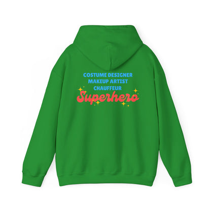 "Dance Mom" Superhero Hoodie – Floral Front Graphic & Fun Back Design | Unisex Hooded Sweatshirt for Proud Dance Parents
