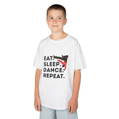 "Eat Sleep Dance Repeat" Youth Short Sleeve Tee – Bold B-Boy Graphic Hip-Hop Dance Shirt for Kids and Young Performers