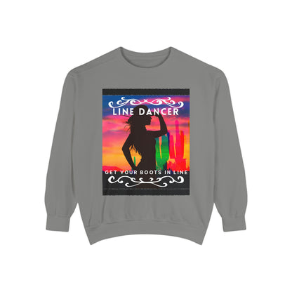 "Line Dancer, Get Your Boots in Line" Unisex Lightweight Crewneck Sweatshirt – Western Dance Graphic Pullover for Country Music & Boot Scootin’ Fans