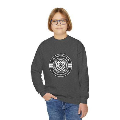 "Jeté Competition Team - Always Keep Dancing" Youth Crewneck Sweatshirt – Bold Collegiate-Inspired Dance Graphic Pullover for Kids and Teens
