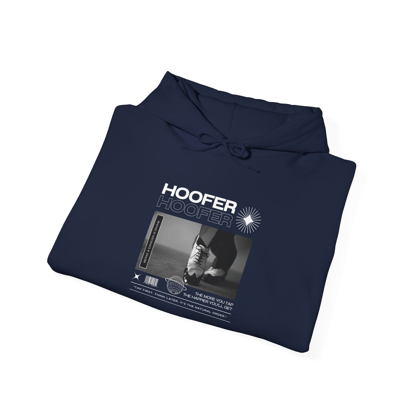 “Hoofer” Tap Dance Text with Streetwear-Style Tap Shoes Graphic – Unisex Heavy Blend™ Hooded Sweatshirt – Cozy Dance Hoodie for Tap Dancers & Dance Enthusiasts