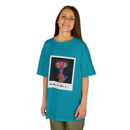 "Shake It Like a..." Youth Short Sleeve Tee – Carnival-Inspired Samba Dancer Graphic Dance Shirt for Kids