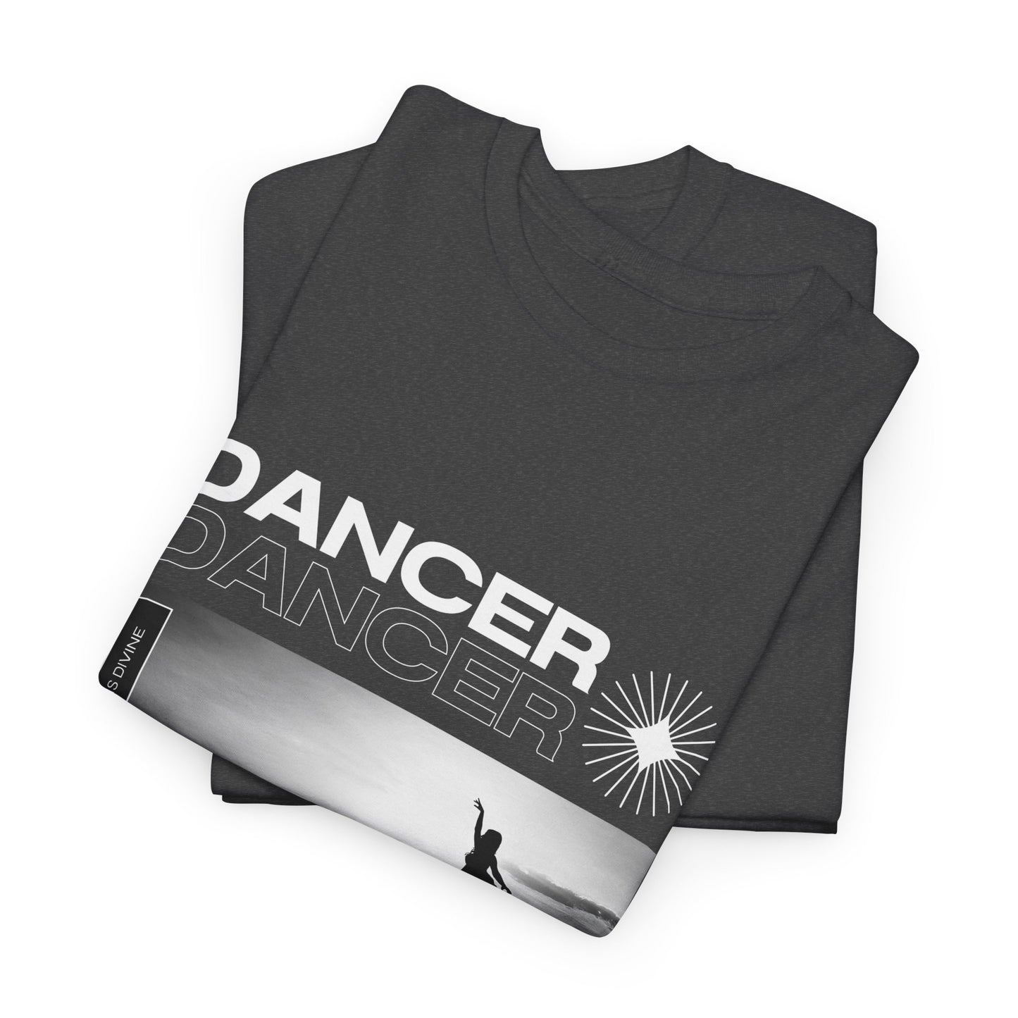 "Dancer" Arabesque Beach Scene Unisex Heavy Cotton Tee – Streetwear-Inspired Ballet Dance Graphic T-Shirt