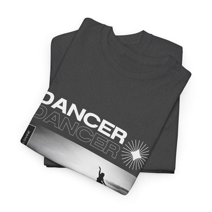"Dancer" Arabesque Beach Scene Unisex Heavy Cotton Tee – Streetwear-Inspired Ballet Dance Graphic T-Shirt