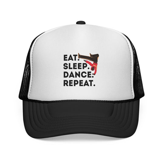 "Eat Sleep Dance Repeat" Trucker Hat – B-Boy Breakdance Graphic Cap for Dancers | Unisex Streetwear Dance Hat